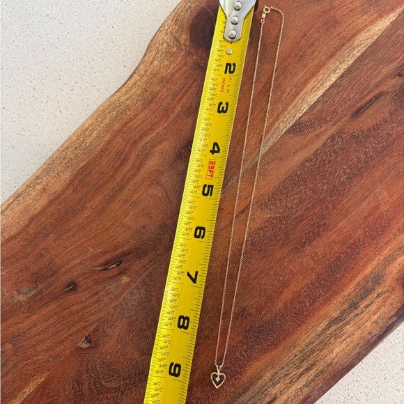 Gold 14kt Dainty Diamond Heart Necklace 16 Inches - Picture 6 of 7